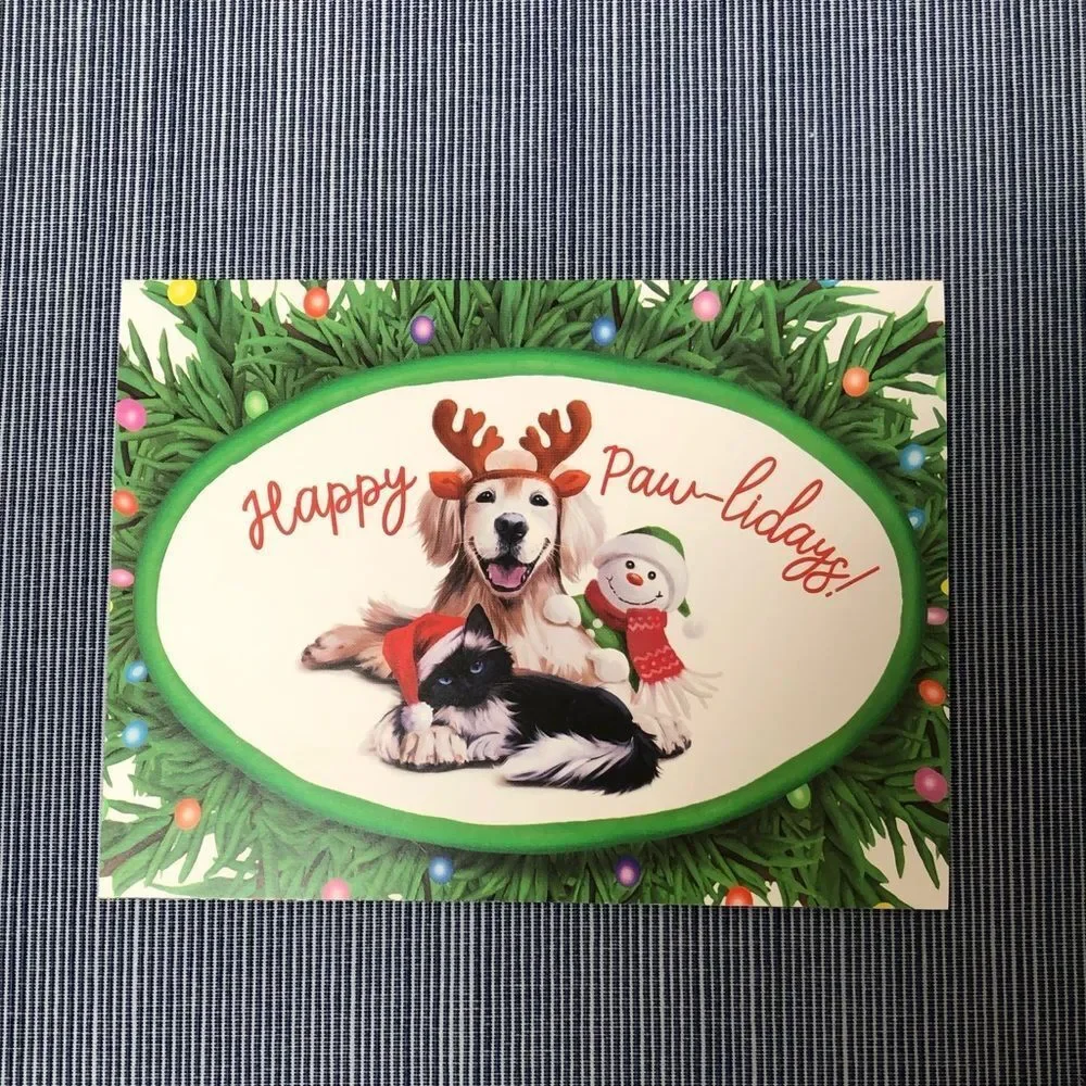 Five (5) Animal Holiday Cards